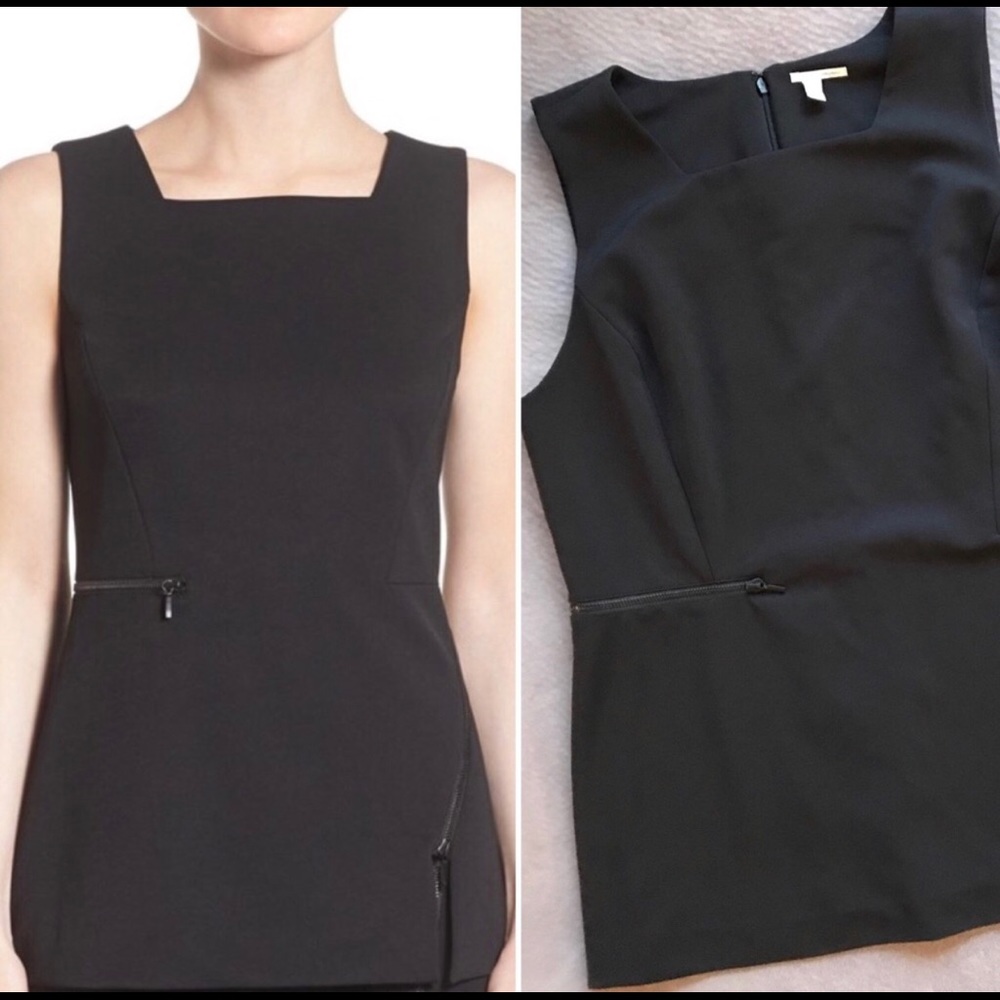 NWOT Halogen Square Neck Zip Detail Top